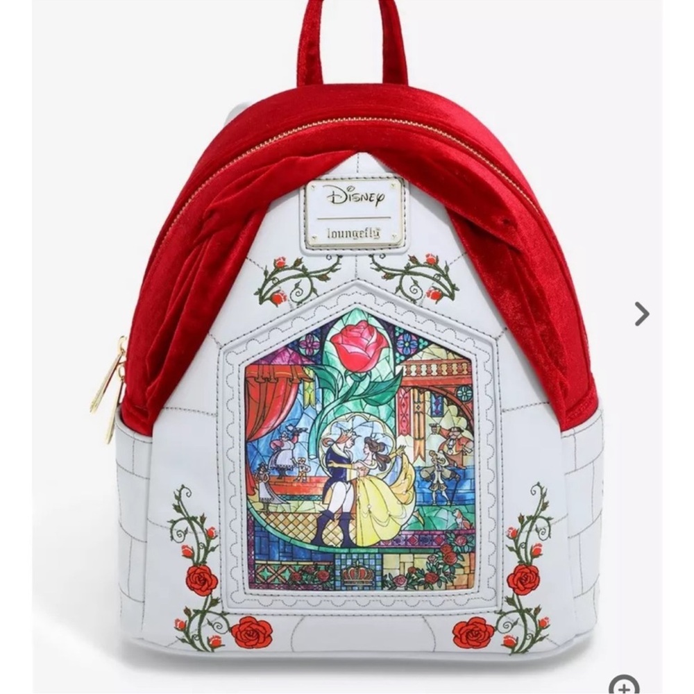 Loungefly Disney Beauty and the Beast Stained Glass Portrait Mini Backpack